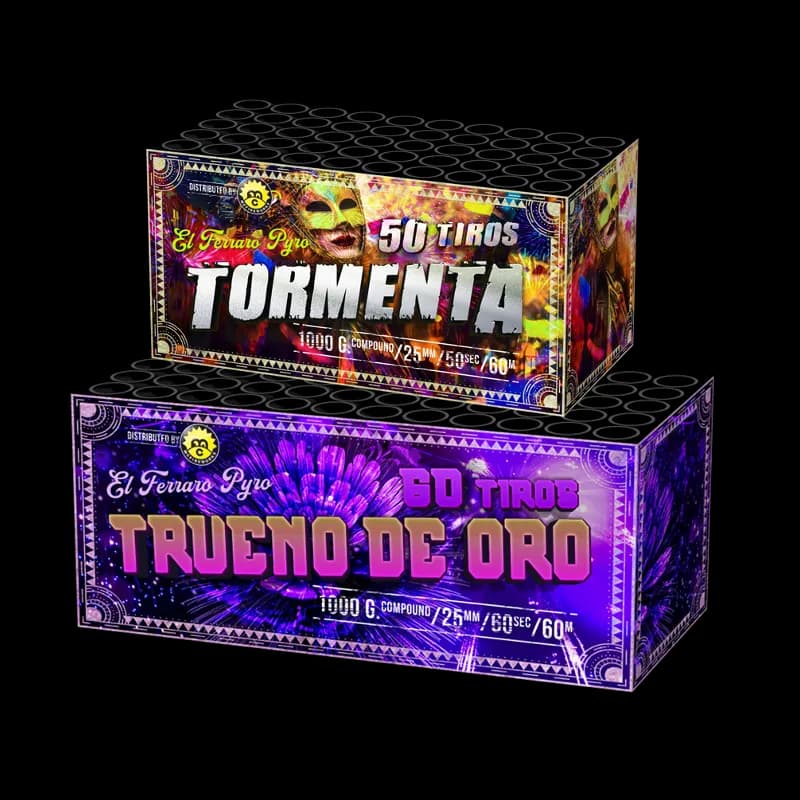 McFireworks TORMENTA-50 TIROS/ TRUENO DE ORO-60 TIROS 50s + 60s Compound Cake ZF2630