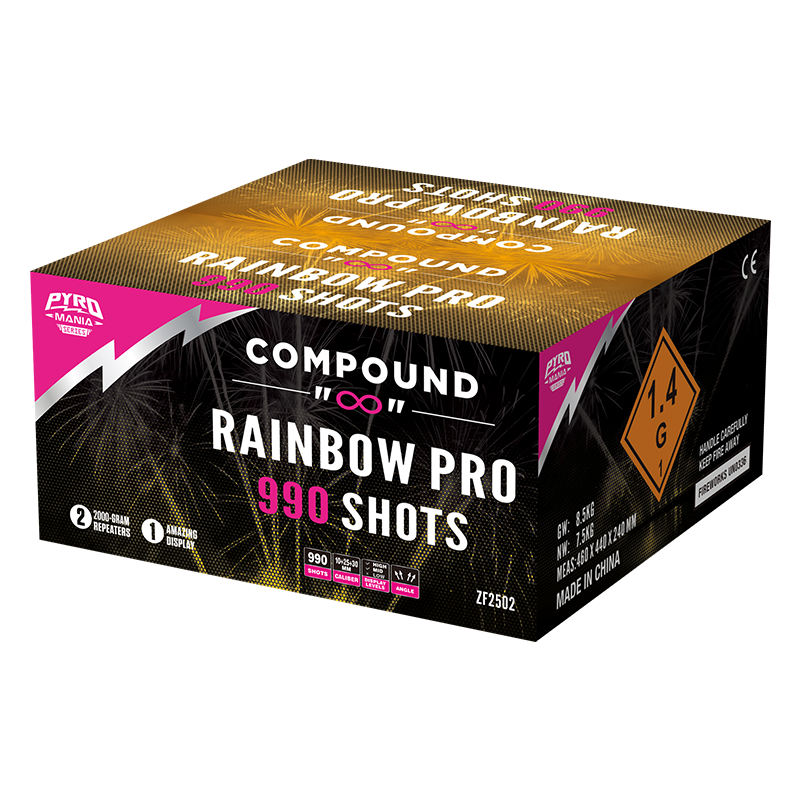 Rainbow Pro 990 Shots Roman Candle Compound Cake ZF2502